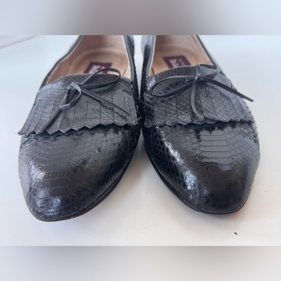Vintage De La Rentis Genuine Snakeskin Tasseled Leather Shoe Loafer Mens Size 8 main image 11